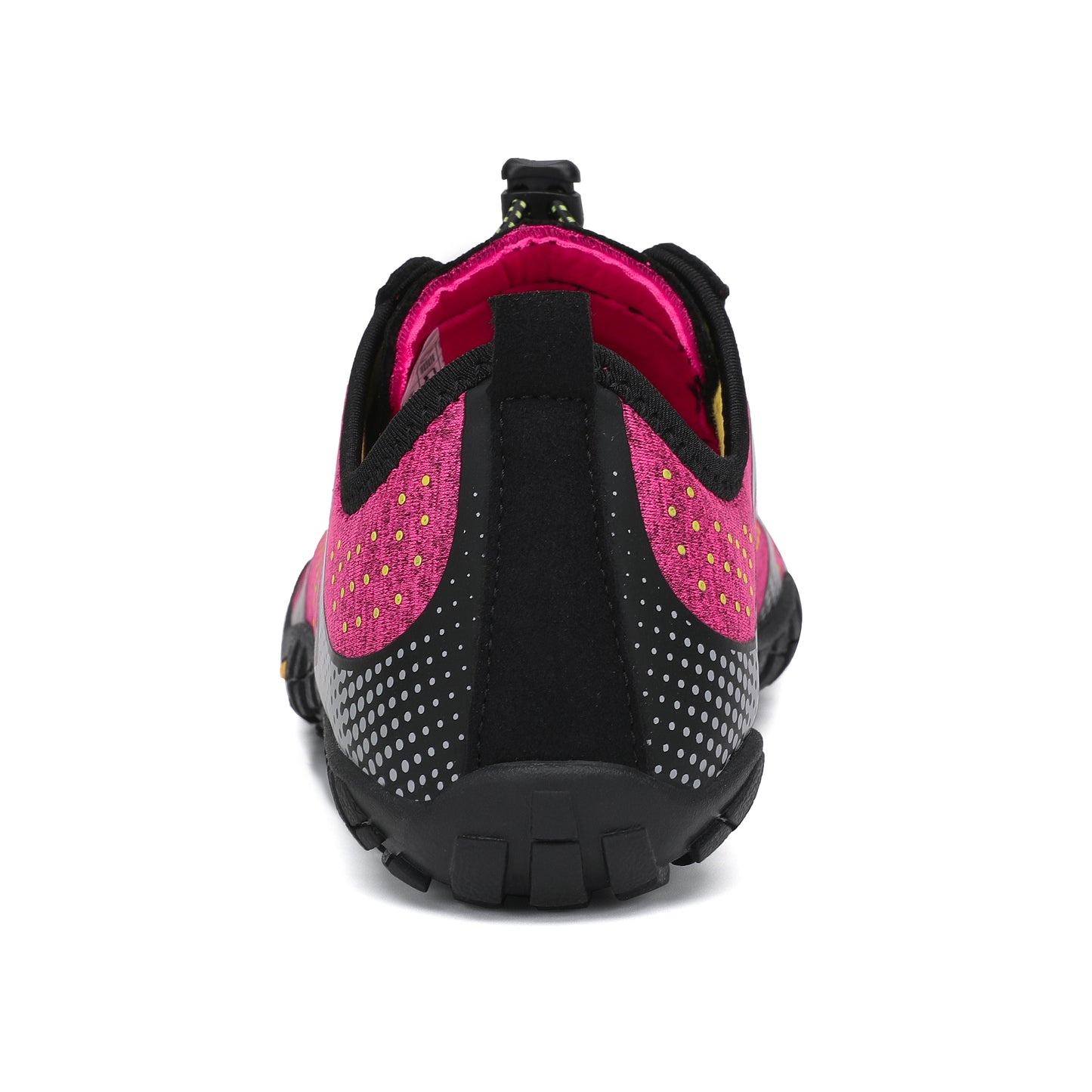Black and pink athletic shoe on a white background