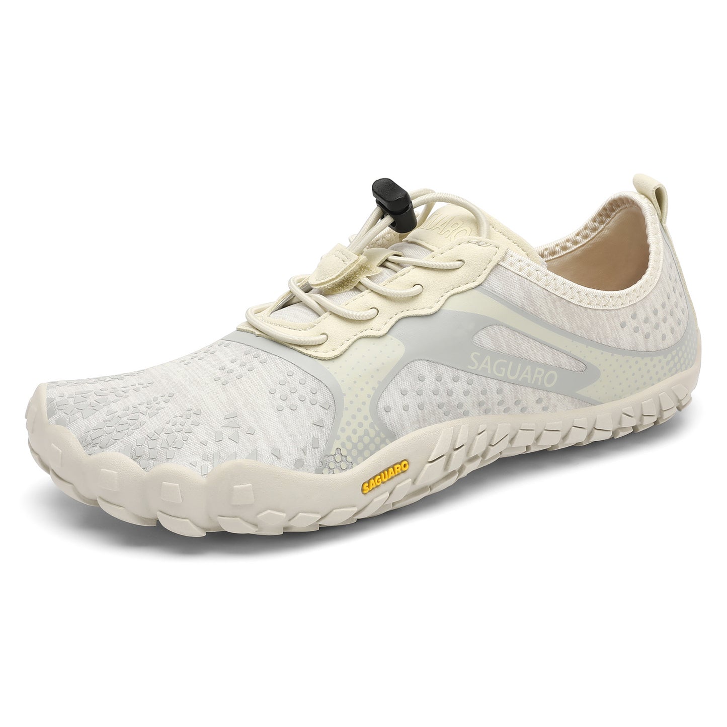 White and beige sneaker with 'Muk Luks' branding on a white background