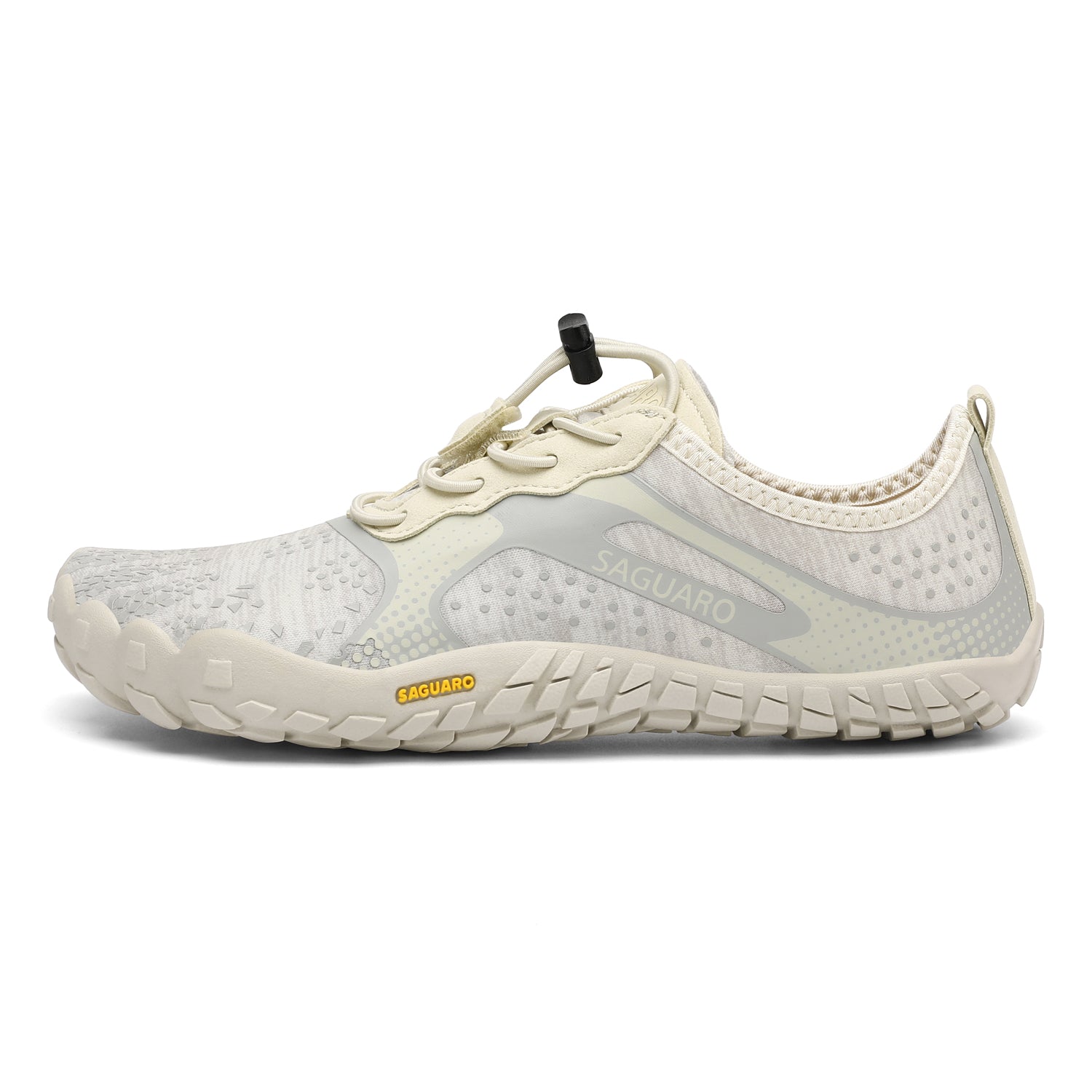 White and gray shoe with 'Saguaro' branding on a white background