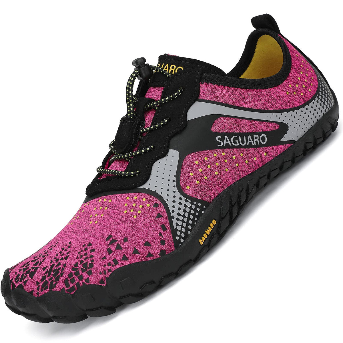 Saguaro Fast I barefoot shoe in light pink and black, front view